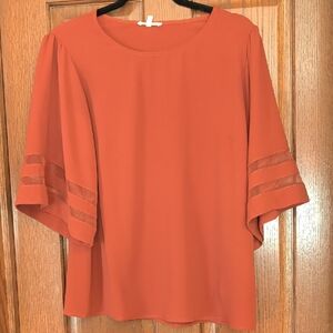 Women's Mauricea Rust Orange Bell Sleeve Top
